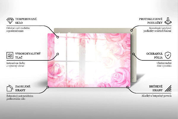 Zaščitna plošča za štedilnik Ozadje z nežnimi vrtnicami