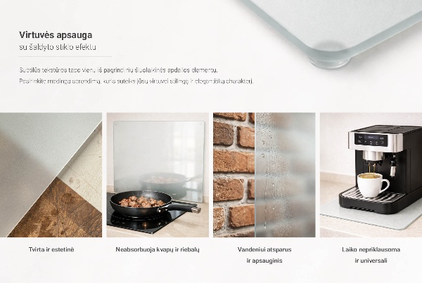 Steklena zaščita za kuhinjo s silikonskimi nogicami 52x30 cm