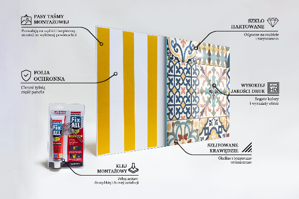 Stenska plošča za kuhinjo Portugalski mozaični okraski
