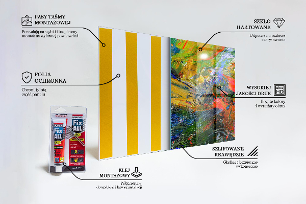 Stenska plošča za kuhinjo Barvna eksplozija