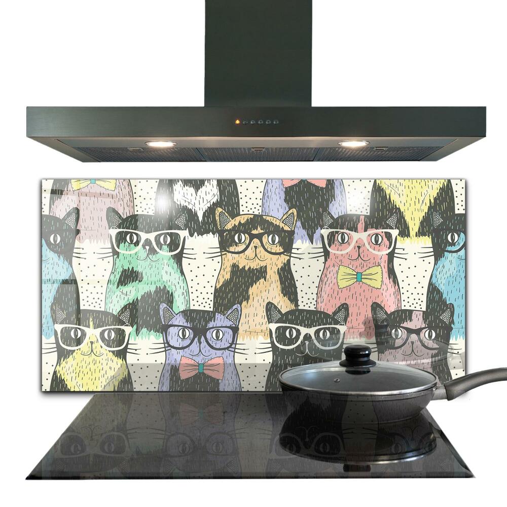 Stenska plošča za kuhinjo Smešna ilustracija mačjega hipsterja