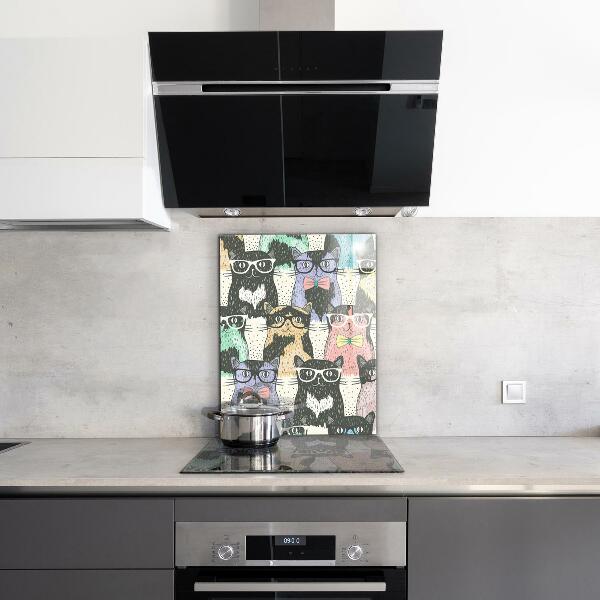 Stenska plošča za kuhinjo Smešna ilustracija mačjega hipsterja