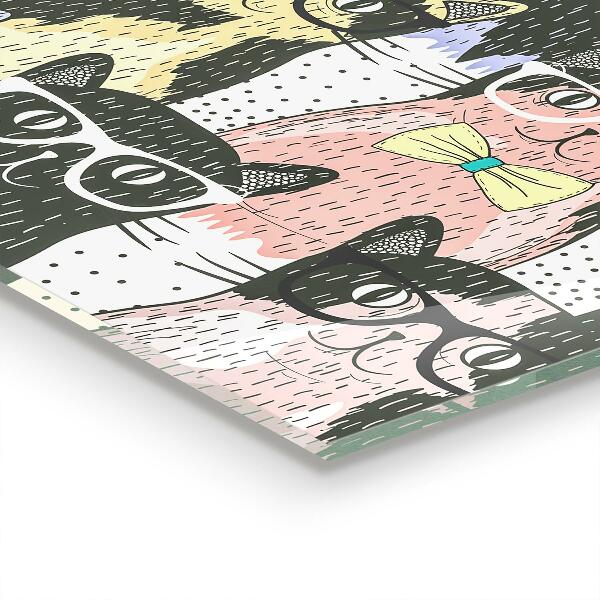 Stenska plošča za kuhinjo Smešna ilustracija mačjega hipsterja