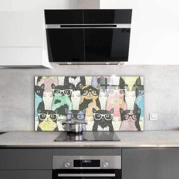 Stenska plošča za kuhinjo Smešna ilustracija mačjega hipsterja