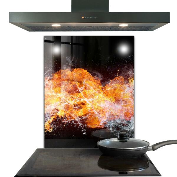 Stenska plošča za kuhinjo Boj elementov ogenj voda