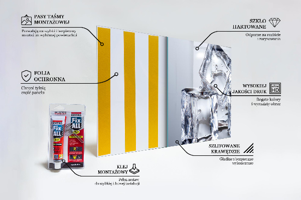 Stenska plošča za kuhinjo Osvežitev v ledenih kockah