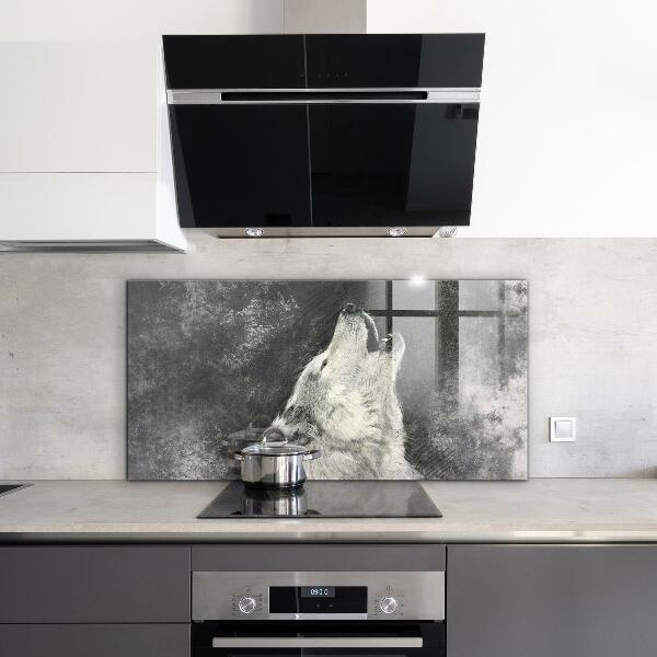 Stenska plošča za kuhinjo Ilustracija kanadskega volka