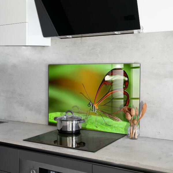 Stenska plošča za kuhinjo Metulj na listu