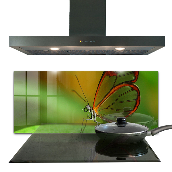 Stenska plošča za kuhinjo Metulj na listu