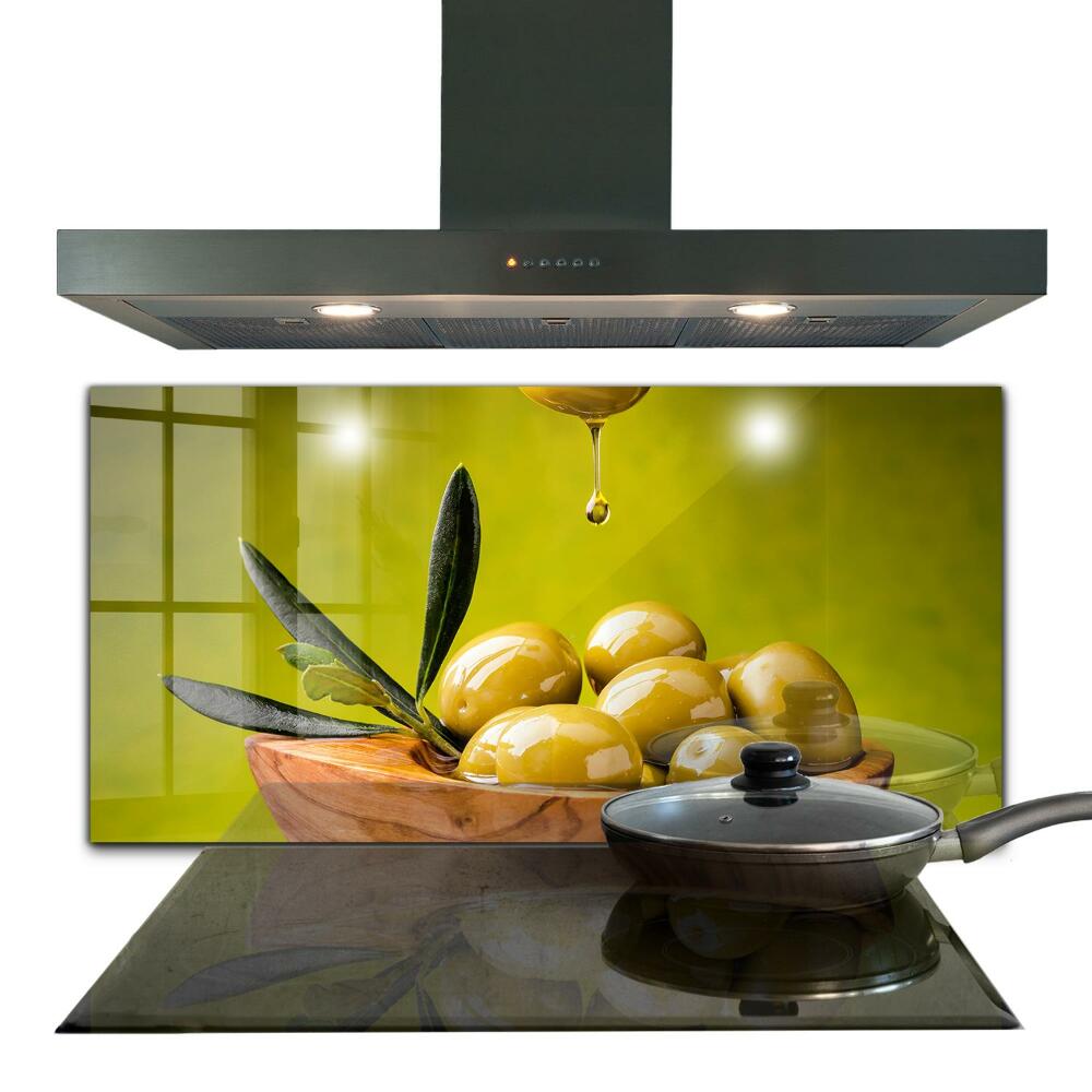 Stenska plošča za kuhinjo Sveže zelene olive