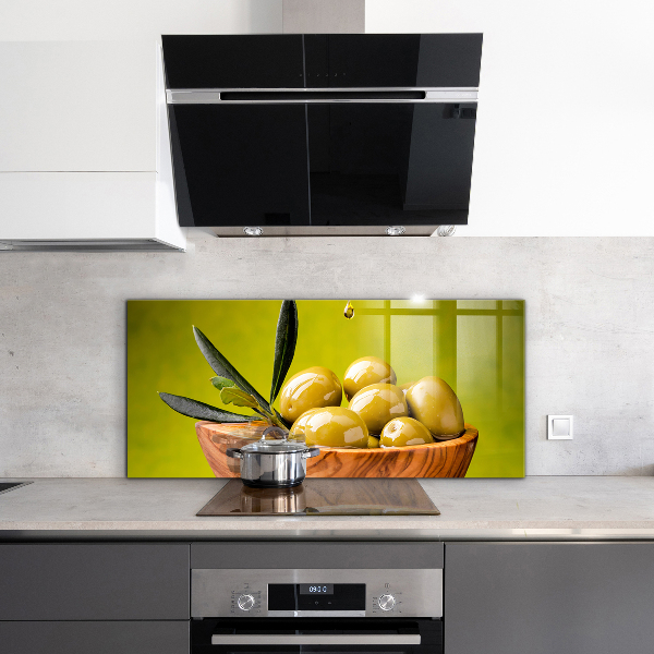 Stenska plošča za kuhinjo Sveže zelene olive