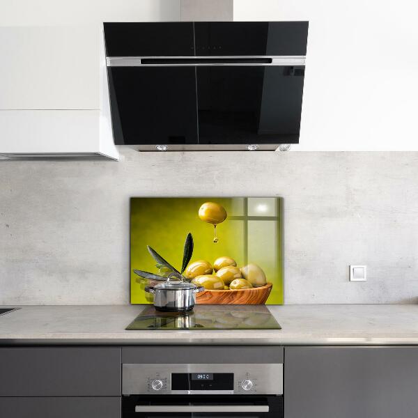 Stenska plošča za kuhinjo Sveže zelene olive