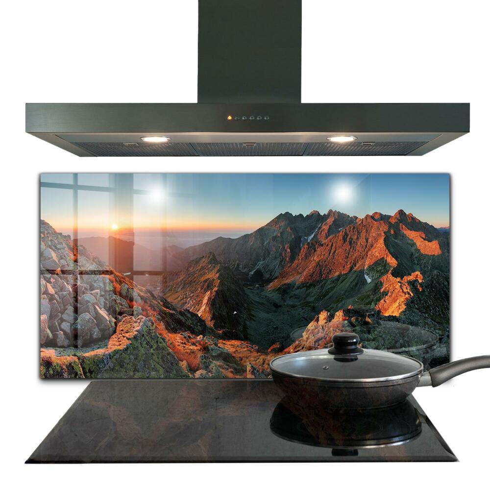 Stenska plošča za kuhinjo Gorska panorama sončni zahod
