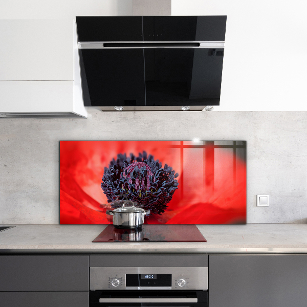 Zidna obloga za kuhinju Podrobnosti rdečega maka