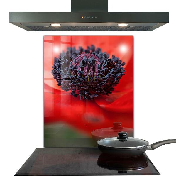 Zidna obloga za kuhinju Podrobnosti rdečega maka