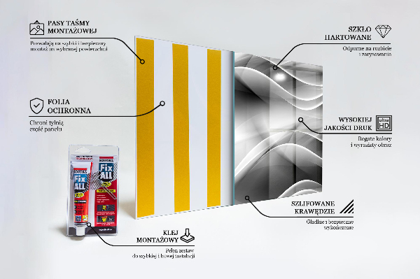 Stenska plošča za kuhinjo Abstraktna energija sivega valovanja