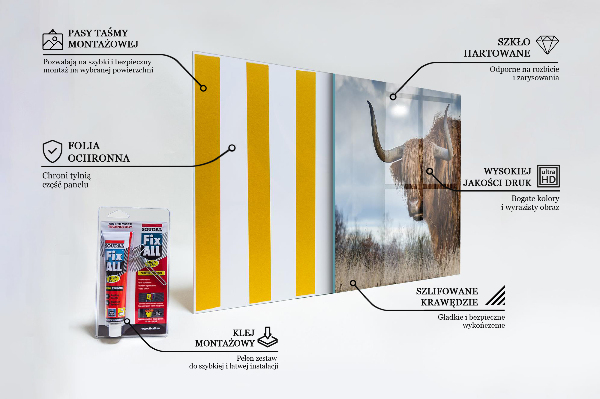 Stenska plošča za kuhinjo Highland boho krava