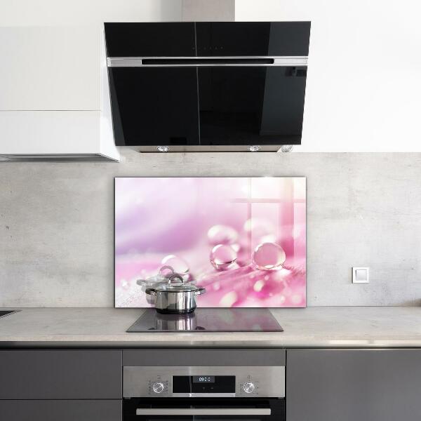 Zidna obloga za kuhinju Kaplje rose na rožnatem cvetu