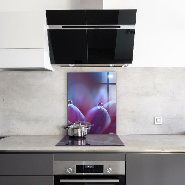 Zidna obloga za kuhinju Rosne kapljice vijolična roža