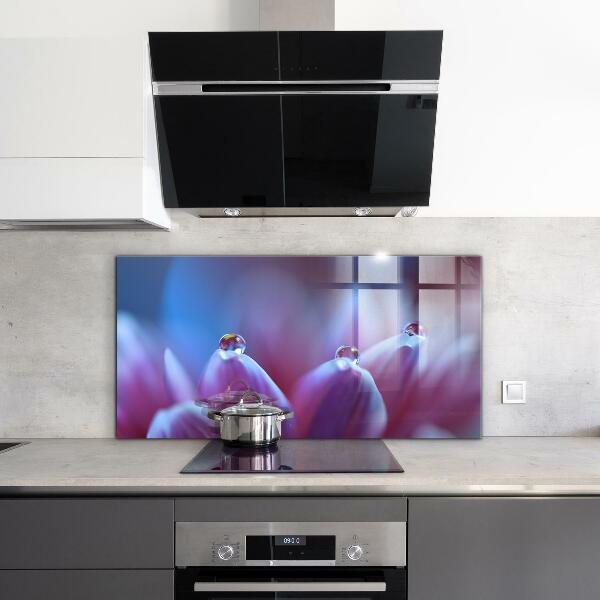 Zidna obloga za kuhinju Rosne kapljice vijolična roža