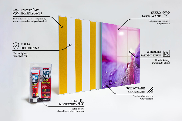 Zidna obloga za kuhinju Vijolična roža z jutranjo roso