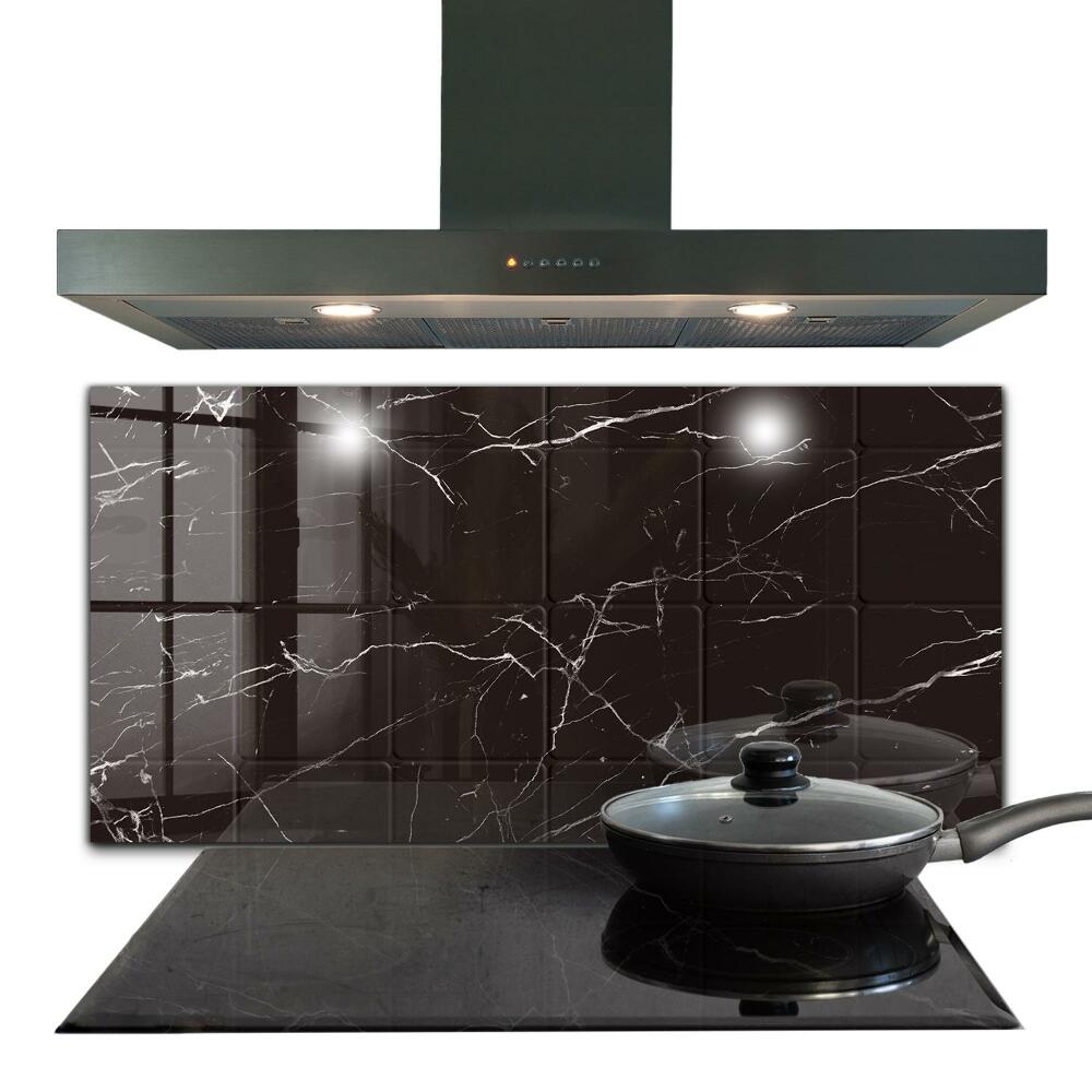 Stenska plošča za kuhinjo Tekstura črnega marmorja