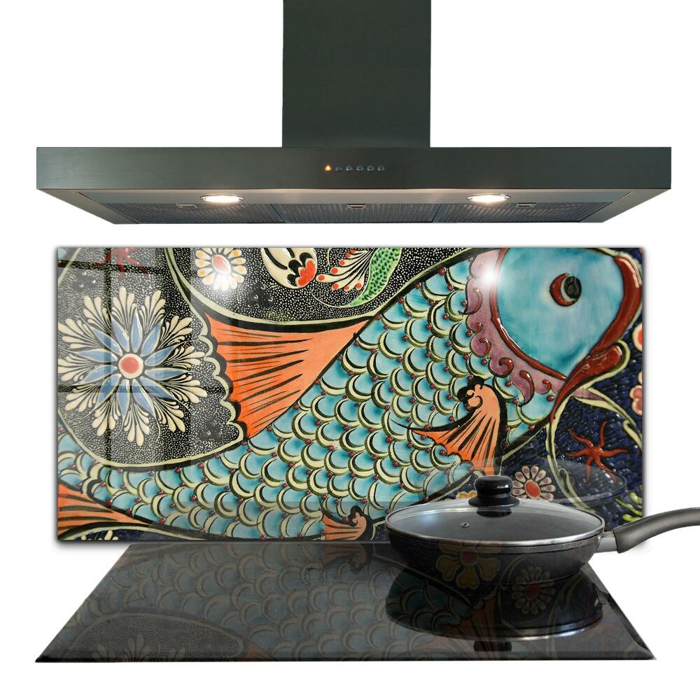 Stenska plošča za kuhinjo Mosaic fish vintage keramika