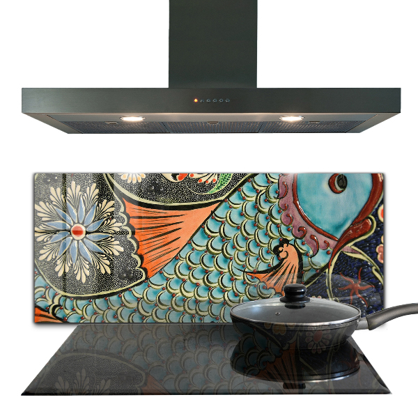 Stenska plošča za kuhinjo Mosaic fish vintage keramika