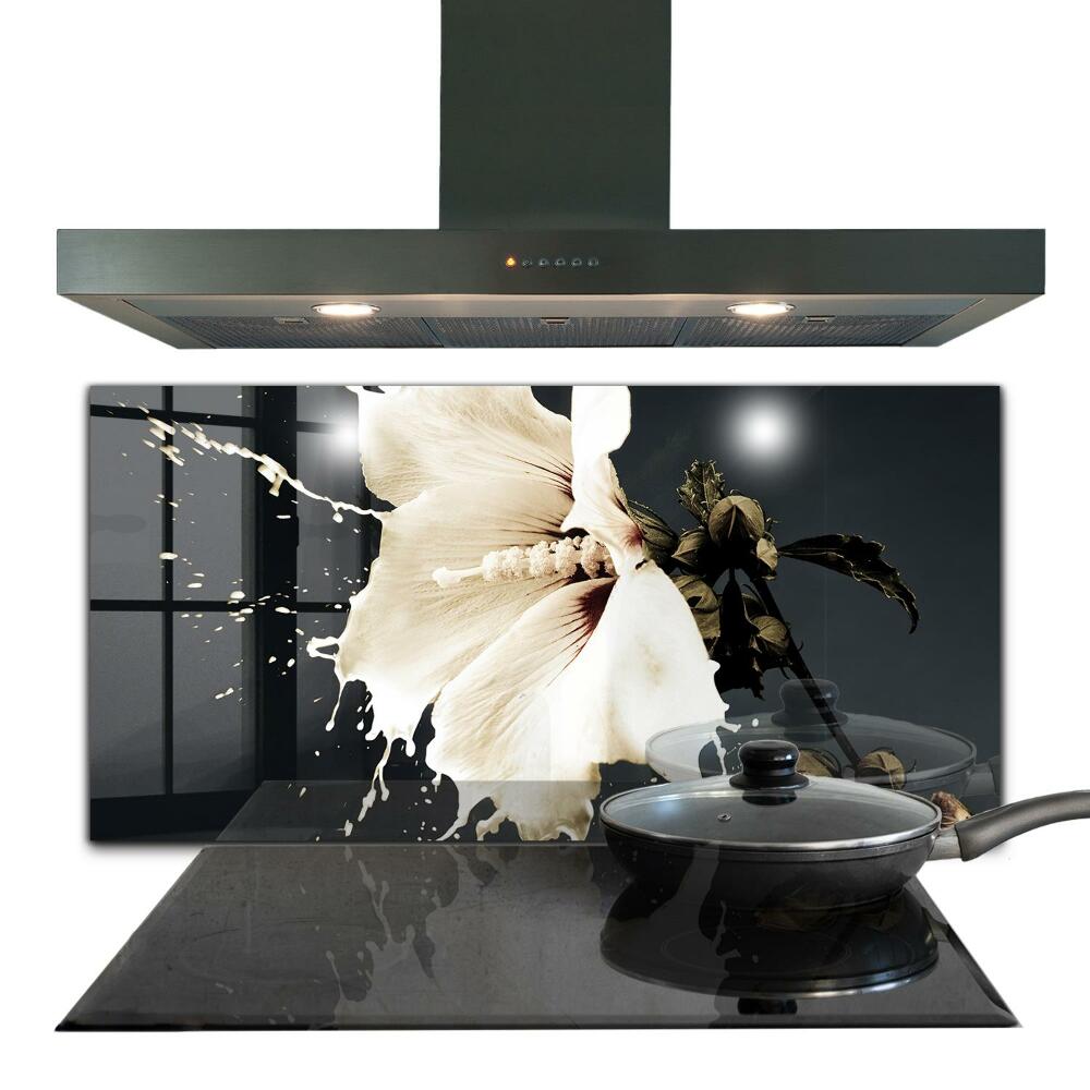 Stenska plošča za kuhinjo Abstraktna bela roža