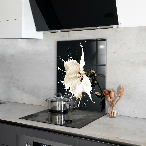 Stenska plošča za kuhinjo Abstraktna bela roža