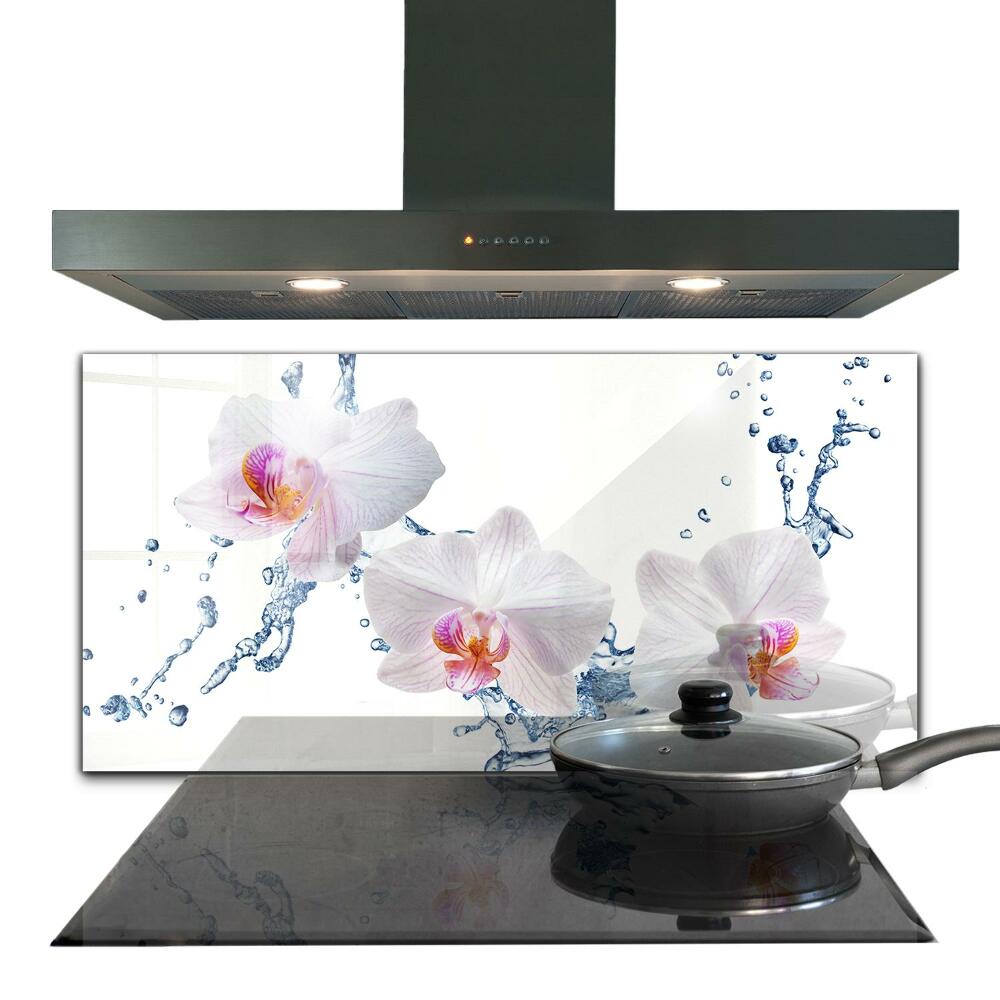 Stenska plošča za kuhinjo Orhideja, poškropljena z vodo