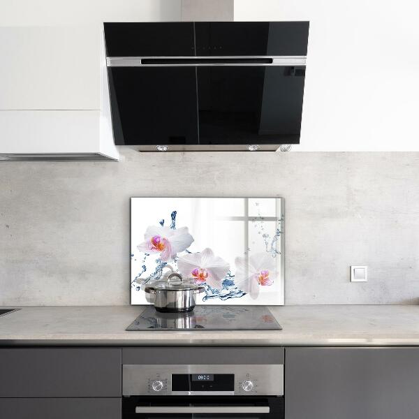 Stenska plošča za kuhinjo Orhideja, poškropljena z vodo