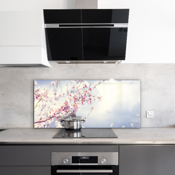 Stenska plošča za kuhinjo Nežni rožnati cvetovi