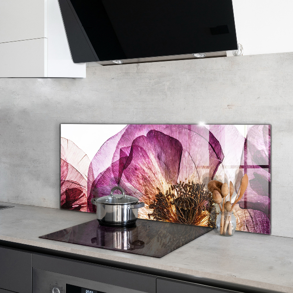 Stenska plošča za kuhinjo Podrobnosti nežnega cvetja