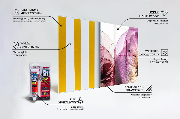 Stenska plošča za kuhinjo Podrobnosti nežnega cvetja