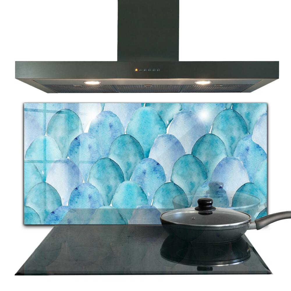 Stenska plošča za kuhinjo Akvarel lestvice modri vzorec