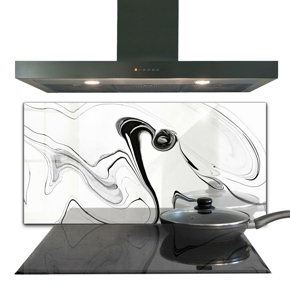 Stenska plošča za kuhinjo Črne črte iz belega marmorja
