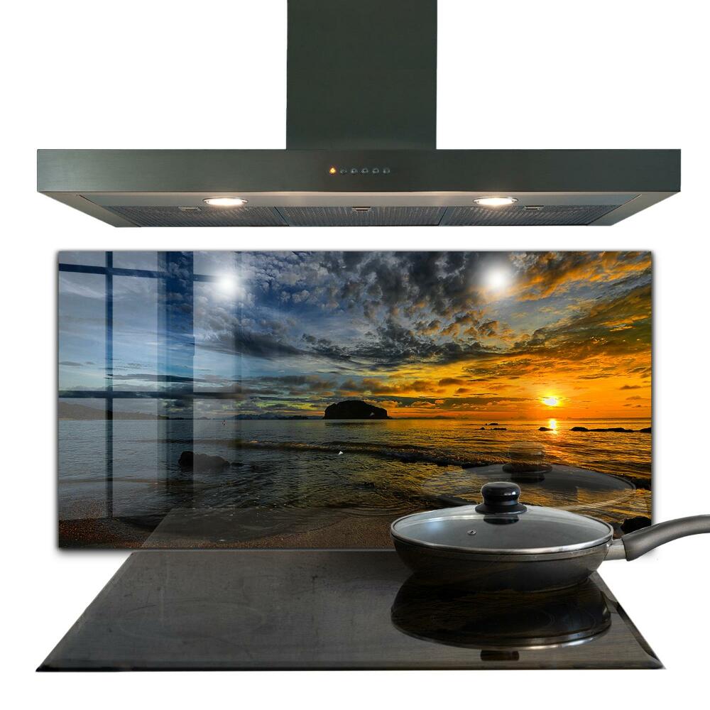 Stenska plošča za kuhinjo Sončni zahod ob morju