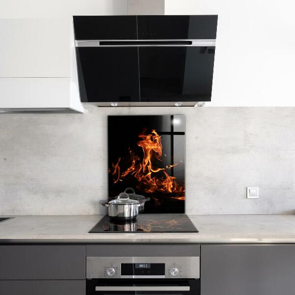 Stenska plošča za kuhinjo Vroči plameni tabornega ognja