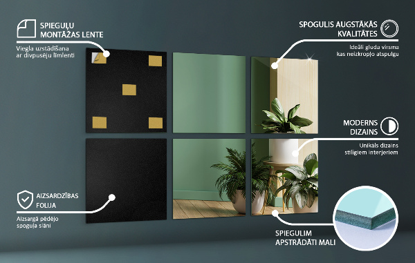 Zrcalne ploščice 6 kos 16x16 cm