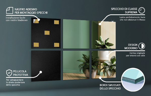 Samolepilne zrcalne ploščice 6 kos 20x20 cm