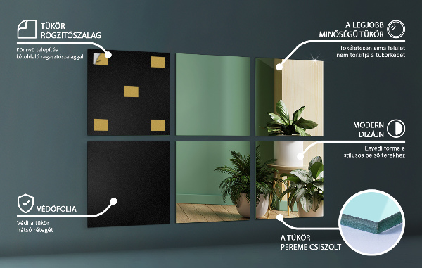 Samolepilne zrcalne ploščice 6 kos 20x20 cm