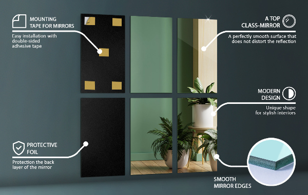 Samolepilne zrcalne ploščice 6 kos 30x16 cm