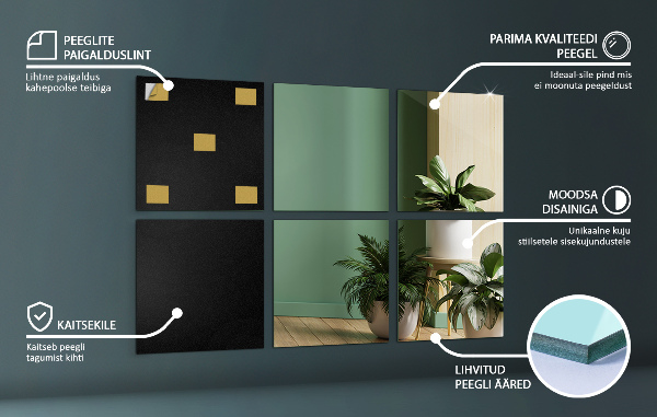 Zrcalne ploščice 6 kos 30x30 cm