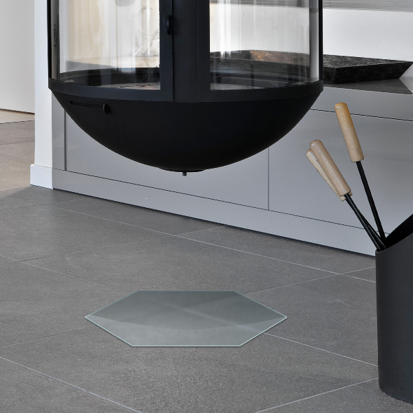 Šesterokotno polprosojno steklo za pod kamin h40 cm