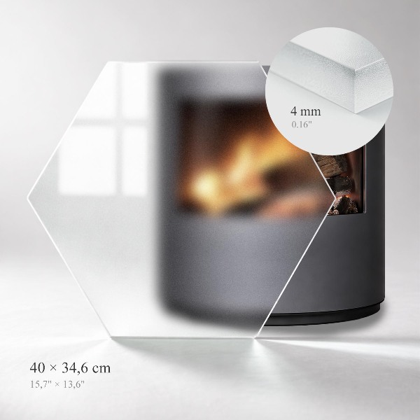 Šesterokotno polprosojno steklo za pod kamin h40 cm