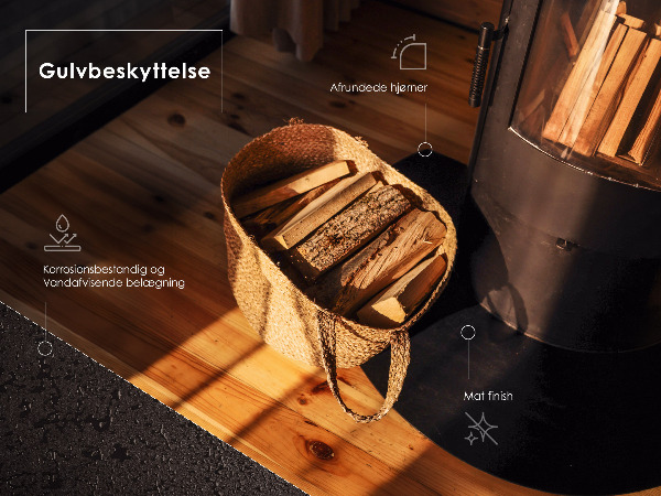 Polkrožna črna podložna plošča za kamin 100x100 cm