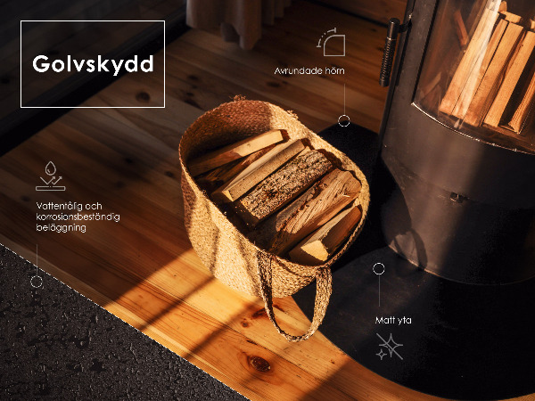 Polkrožna črna podložna plošča za kamin 80x70 cm