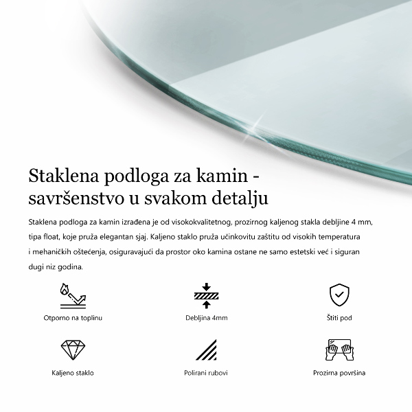 Podložna plošča za kamin fi90 cm