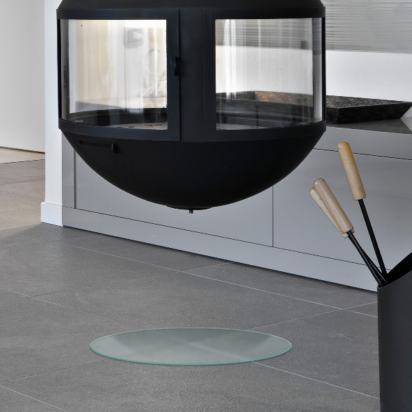 Okroglo polprosojno kaljeno steklo za pod kamin fi50 cm